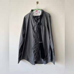 New Attention Mens Modern Fit Collared Button Up With Tie